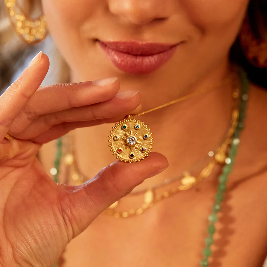 Gold Third Eye Chakra Necklace, Spiritual Chakra Jewelry