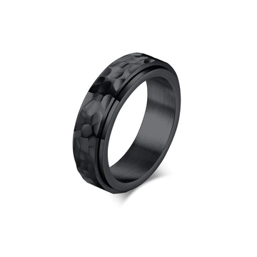 Black stainless steel spinner ring anxiety ring for men