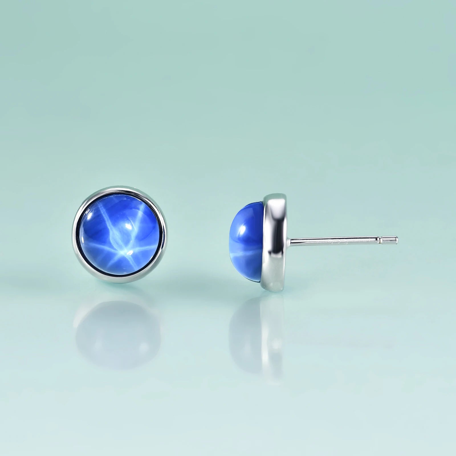 Orecchini A Perno Smaltati Blu Zaffiro – Ottone, Modello Quotidiano - 2