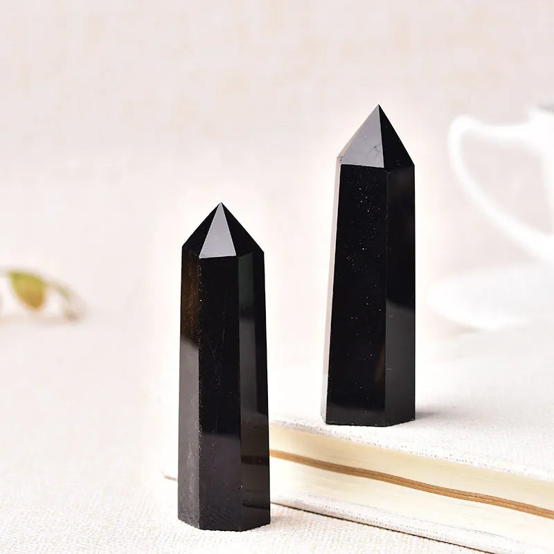 Black obsidian tower black obsidian crystal natural obsidian stone red obsidian Rosery Poetry