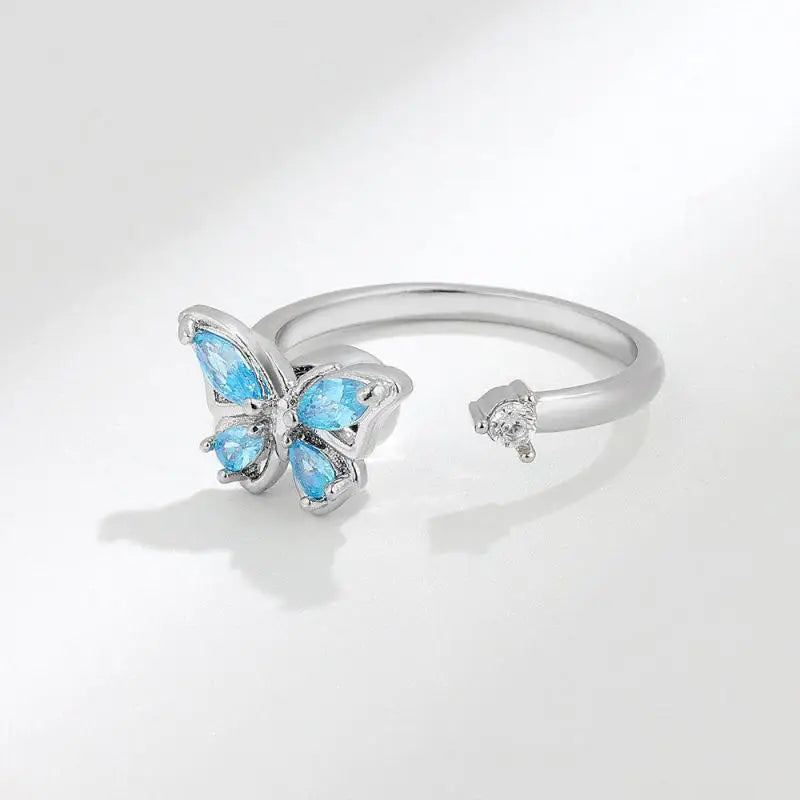 Butterfly fidget ring anxiety ring blue butterfly sterling silver Rosery Poetry