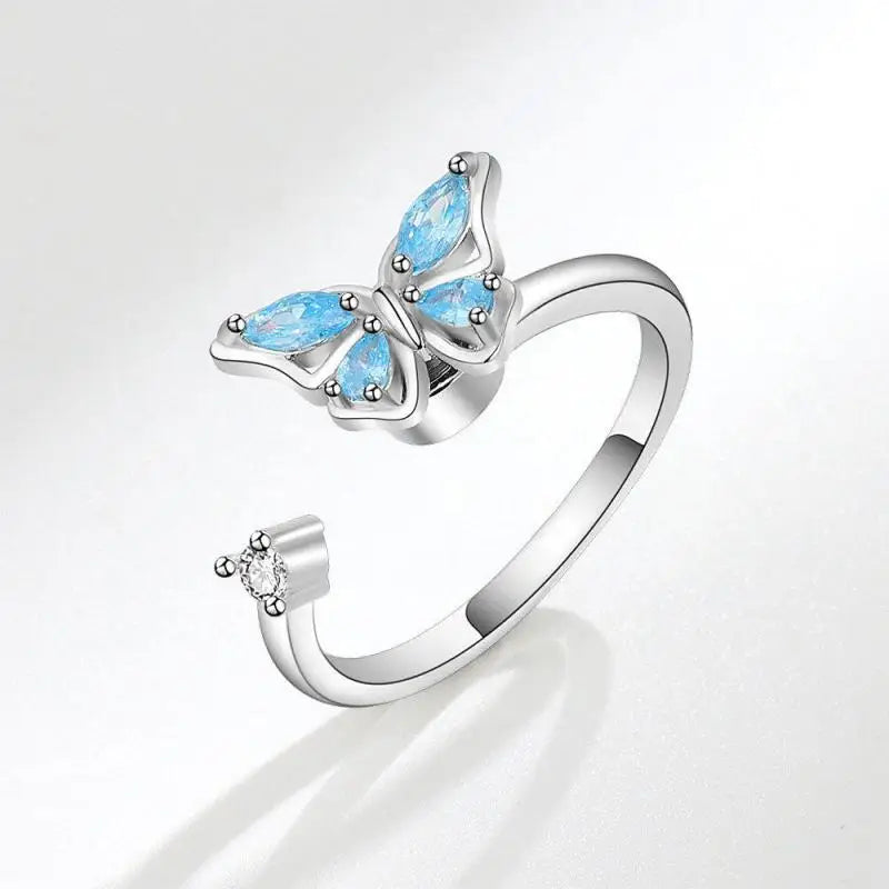Butterfly fidget ring anxiety ring blue butterfly sterling silver Rosery Poetry