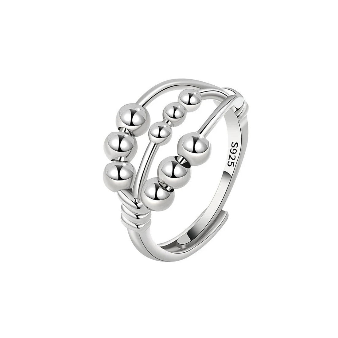Bead Ring Anxiety Ball Ring Beaded Anxiety Ring Sterling Silver