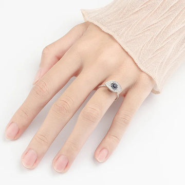 Rotatable evil eye anxiety ring sterling silver