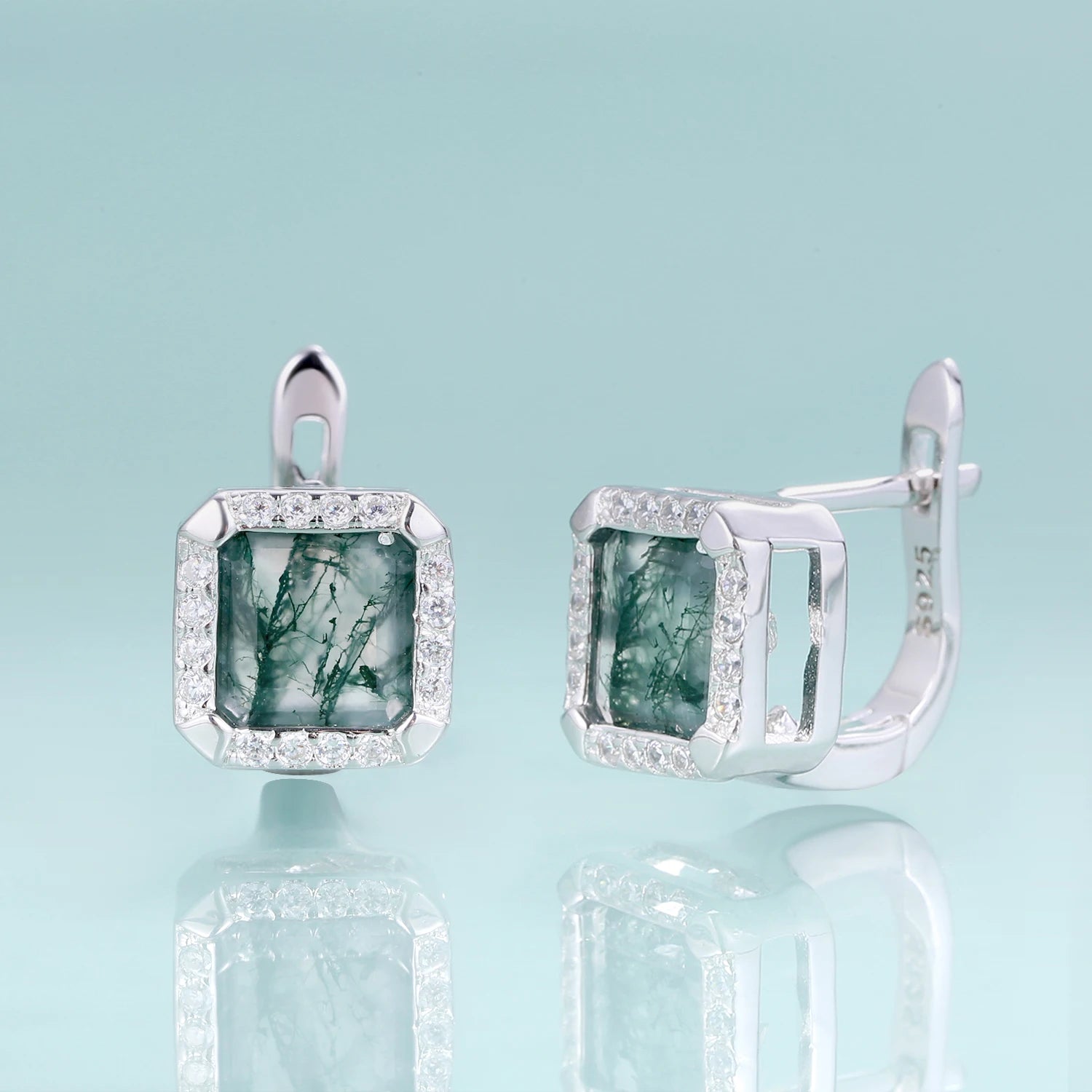 Orecchini di forma quadrata in argento sterling 925
