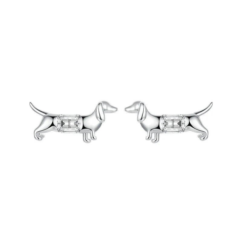 Orecchini a forma di cane siberiano in argento Sterling, taglia S