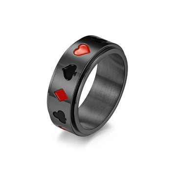 Stainless steel spinner ring poker silver gold black anxiety ring for men for women