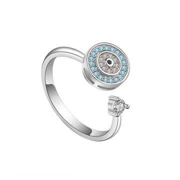 Worry ring with a Turkish evil eye sterling silver