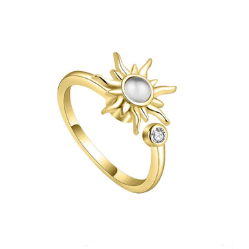 Fidget ring for anxiety with a sunflower sterling silver