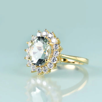 Princess Diana ring with natural green amethyst Rosery Poetry