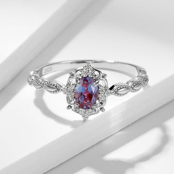 Alexandrite engagement ring vintage style