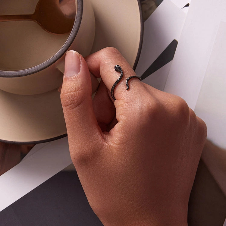 Black snake ring sterling silver