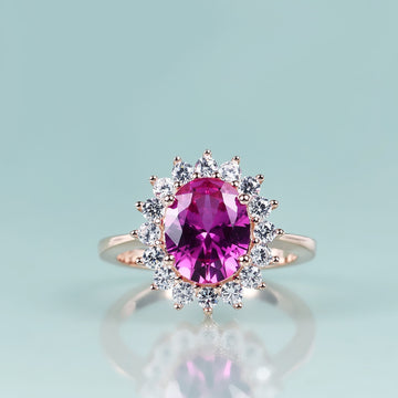 Princess Diana engagement ring pink sapphire 14K rose gold