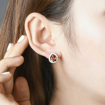 Zultanite earrings pear cut with white sapphire