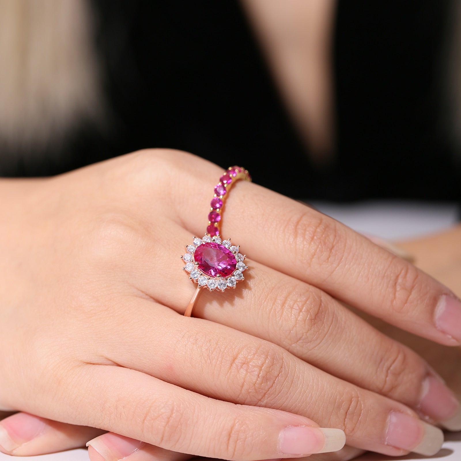 Princess Diana Engagement Ring Pink Sapphire 14K Rose Gold 7 / Gold / 10K Gold