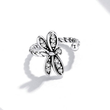 Ear cuff with a dragonfly in sterling silver vintage style