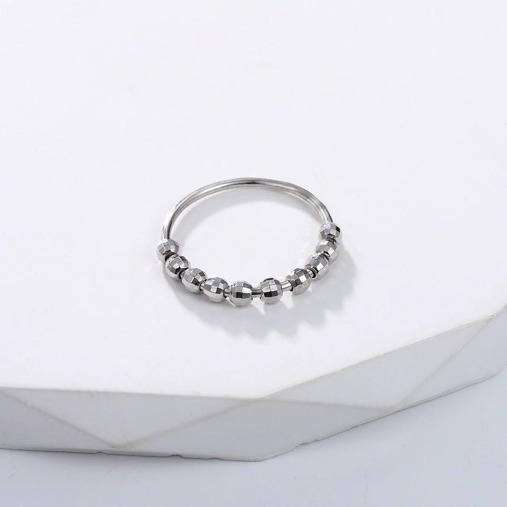Sterling silver anxiety ring with beads Rosery Poetry