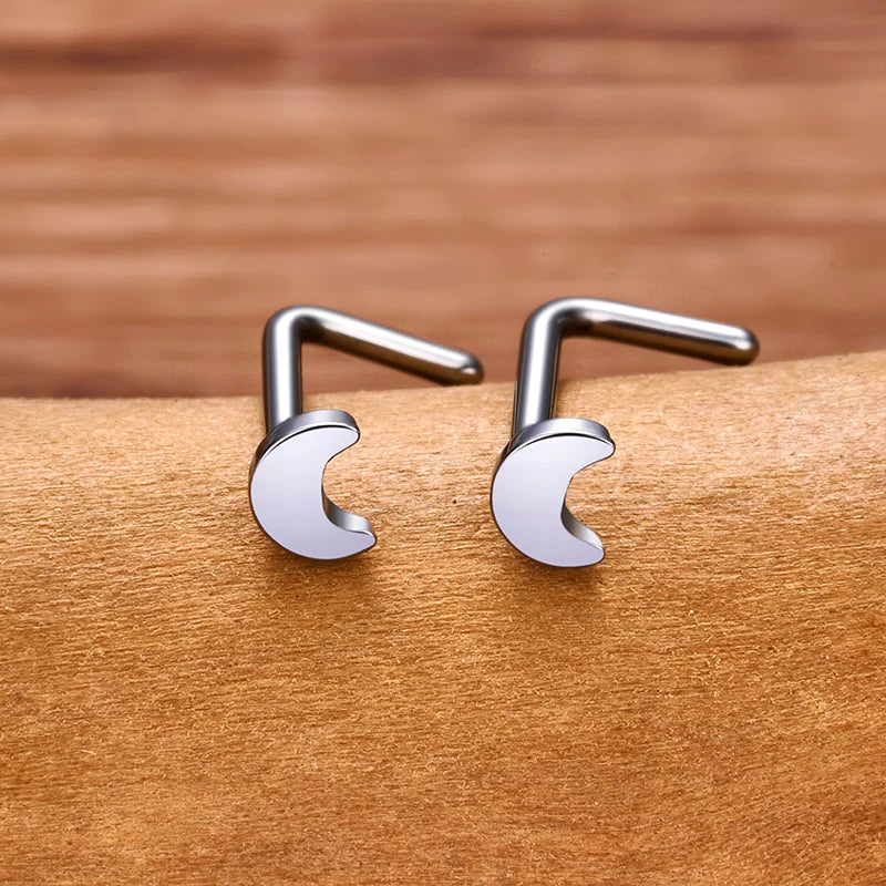 L Shaped Nose Pin Nose Rings That Stay In Titanium Nose Stud L