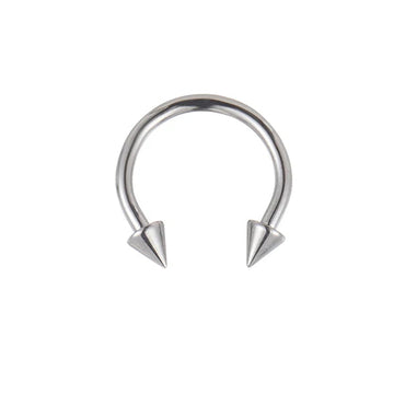 Half hoop nose ring with arrows horseshoe with spikes F136 titanium 16 gauge 8 mm