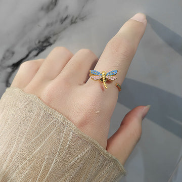 Anxiety relief ring with a dragonfly