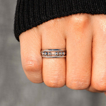 Anxiety relief ring with beads sterling silver