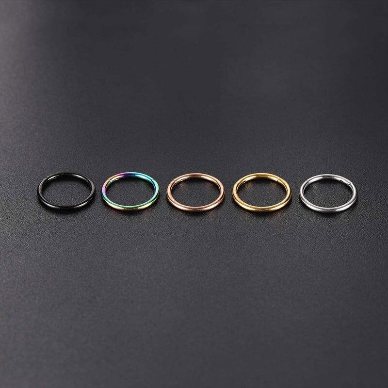 Nose ring hoop 6mm 8mm 10 mm simple and minimalist hinged segment clicker Rosery Poetry