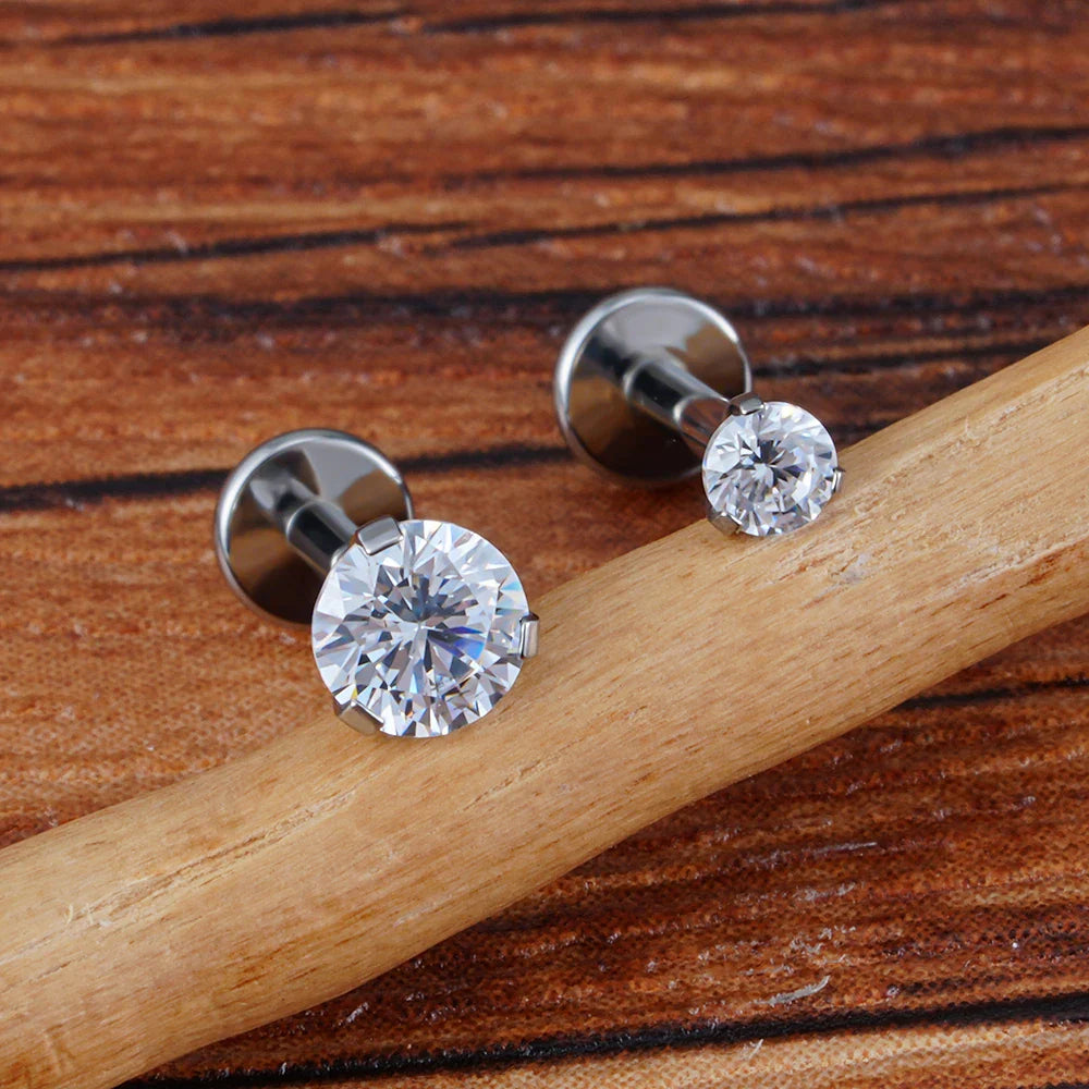 2 Piezas ASTM F136, 20G, 16G, 2-4mm, Pin De Empuje Sin Rosca, Labret Stud, Titanio, Piercing