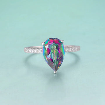 Rainbow quartz ring with a natural rainbow quartz stone