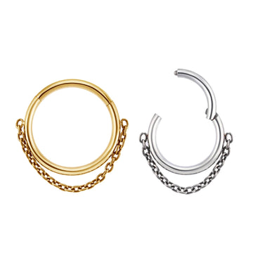 Septum ring 16 gauge with chain made of titanium