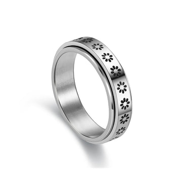 Sunflower anxiety ring stainless steel