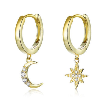 Crecent moon and star earrings