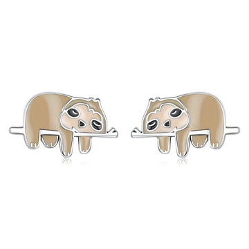 Sloth earrings cute silver