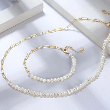 Pearl chain bracelet half pearl half chain bracelet