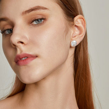 Pearl stud earrings classic and minimalist handmade