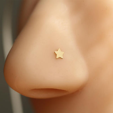 14K gold star nose stud L shaped