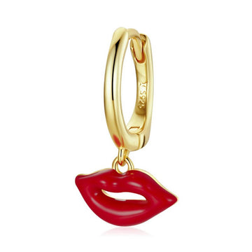 Red lips mono earring