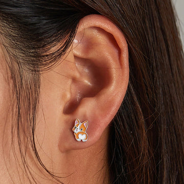 Silver corgi earrings