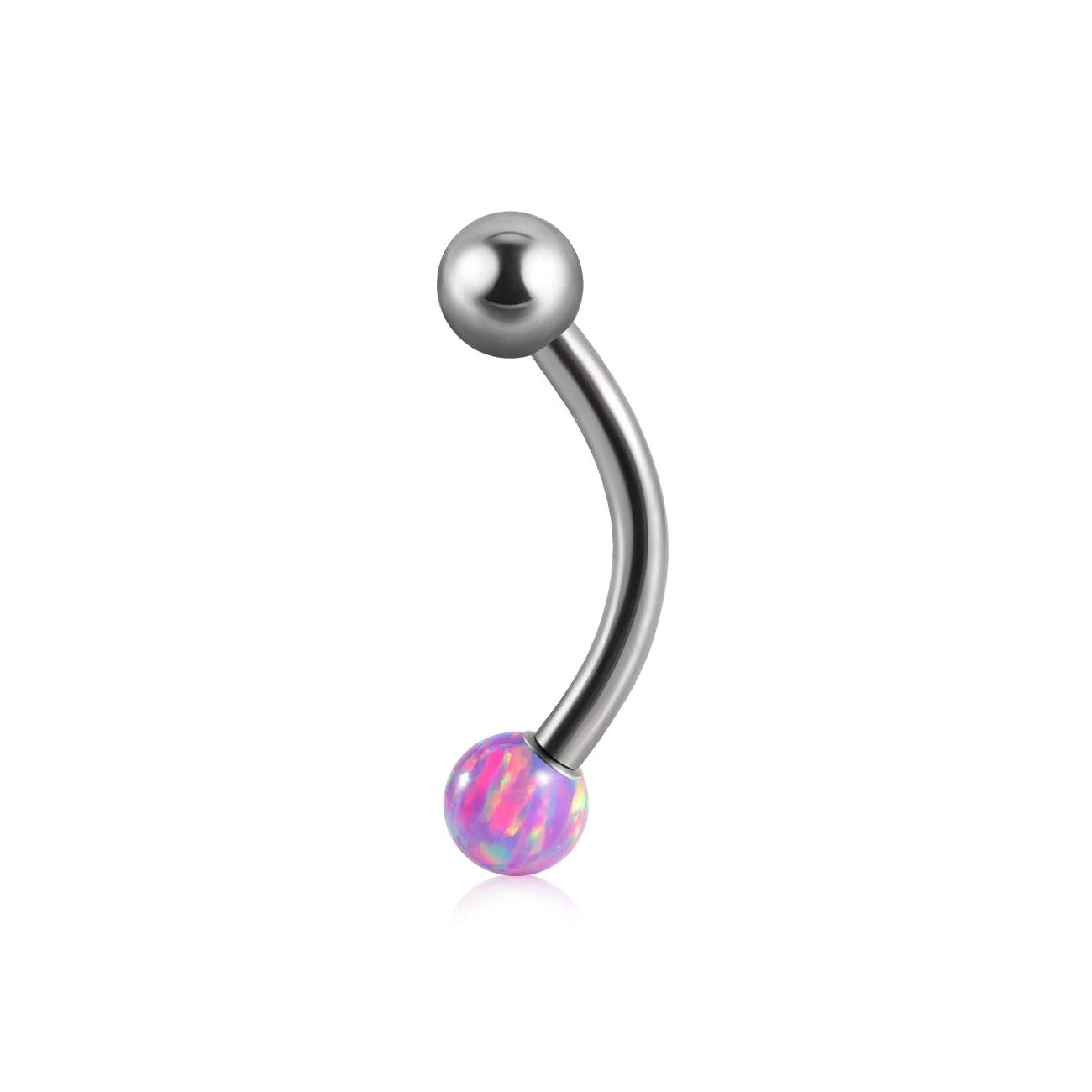 Barbell eyebrow piercing with opal titanium curved barbell