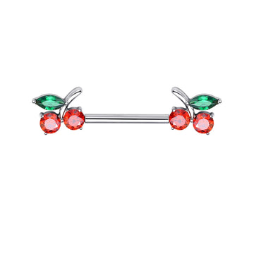 Cherry nipple rings nipple piercing bars cute and sexy titanium 14G 14mm 1 pair
