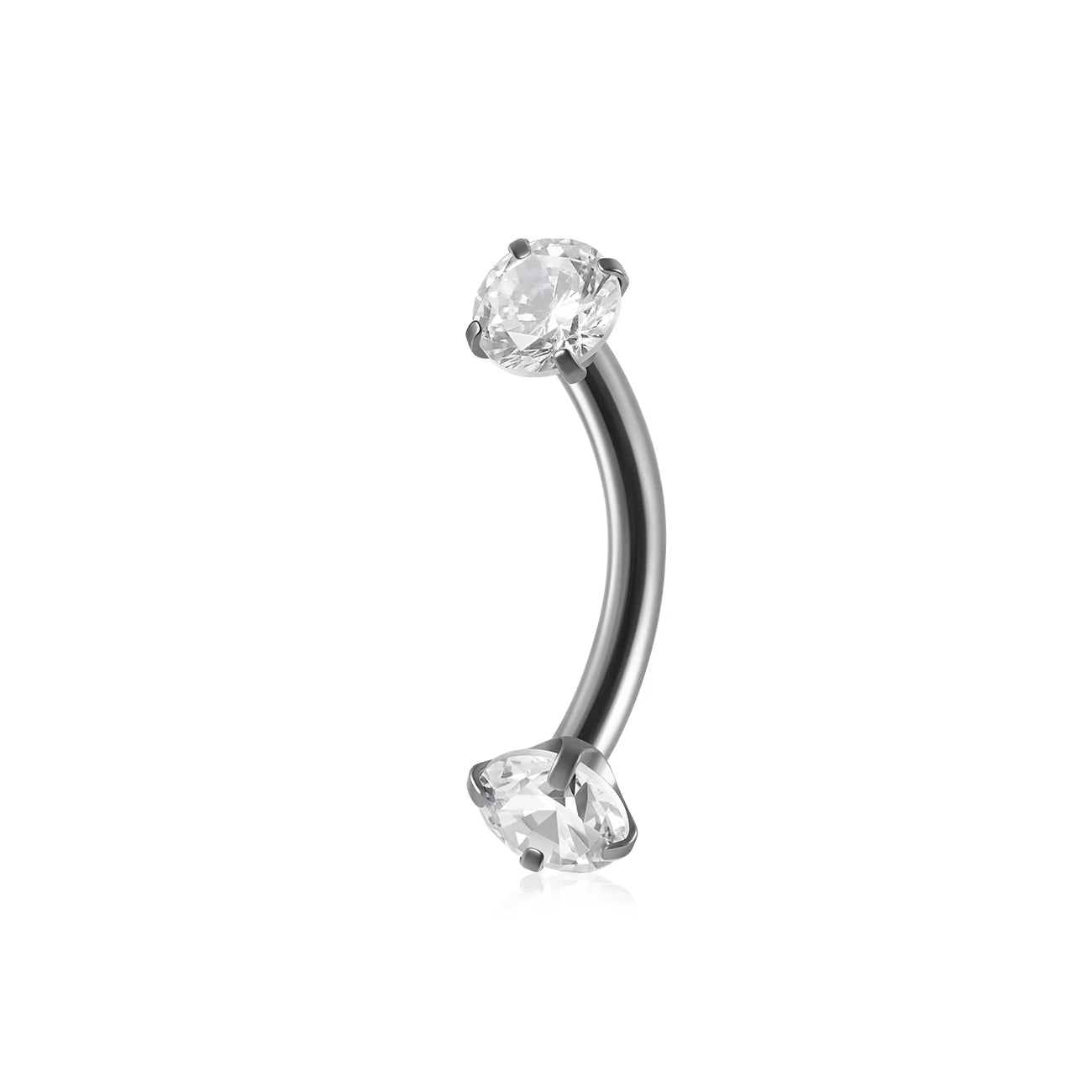 Diamond eyebrow piercing tiny and dainty titanium curved barbell banana barbell