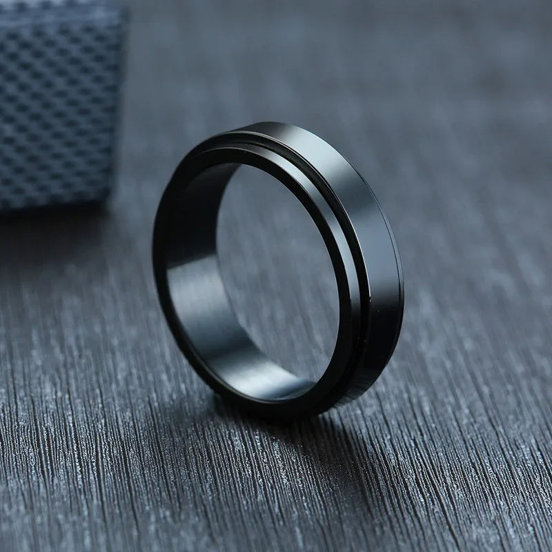 Custom fidget ring engraved spinner ring stainless steel men's women's engravable anxiety ring silver gold black Rosery Poetry