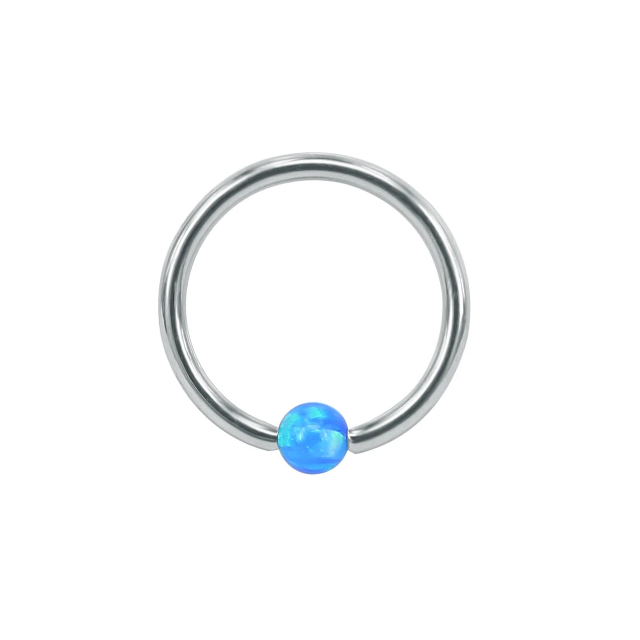 Opal septum ring 16G with white blue red opal round captive bead ring