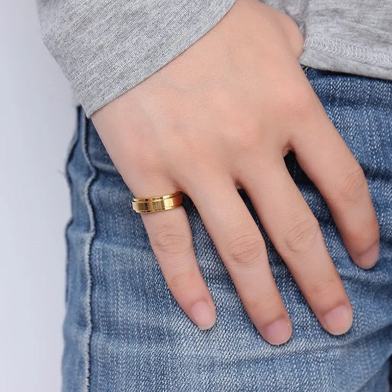 Custom fidget ring engraved spinner ring stainless steel men's women's engravable anxiety ring Rosery Poetry