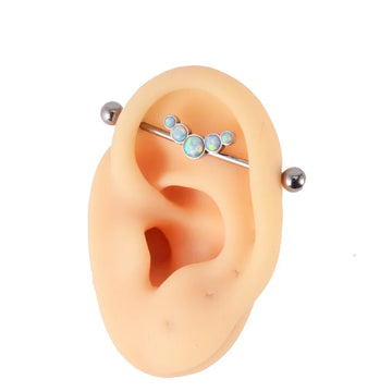 Barra industrial de opala branca, opala azul, opala preta, piercing industrial de titânio 14G 36mm