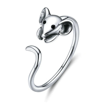 Rat ring sterling silver ring adjustable mouse ring