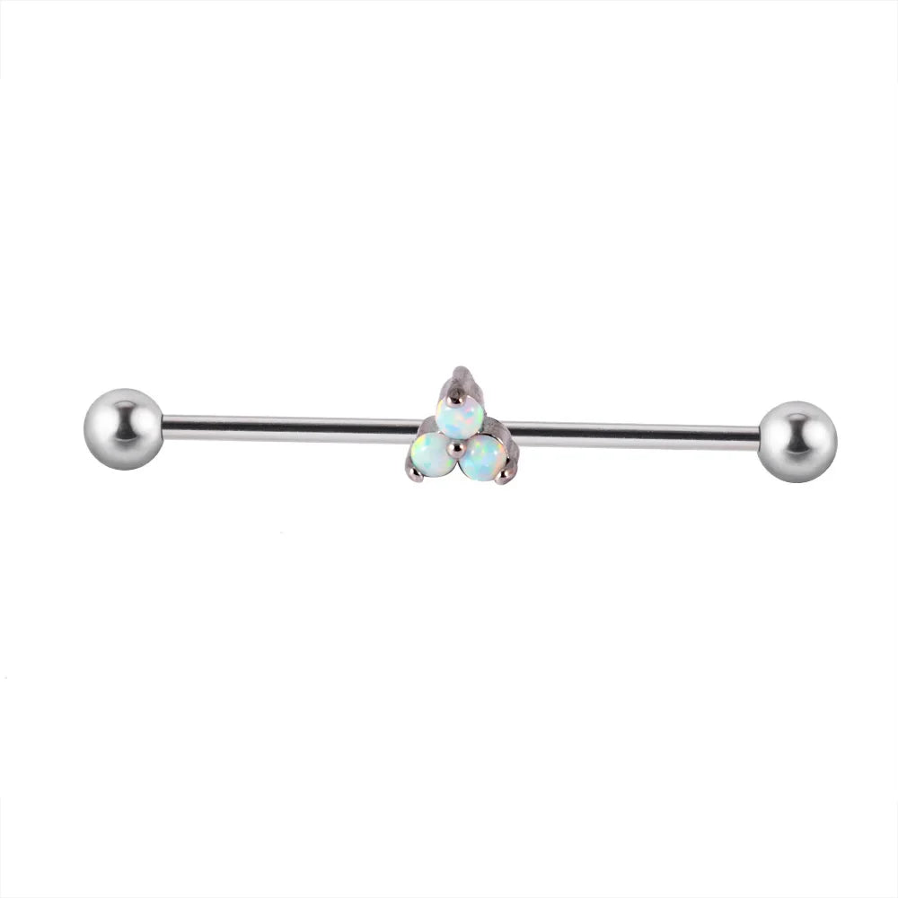 Barra industrial 14G con 3 puntos de titanio piercing industrial delicado