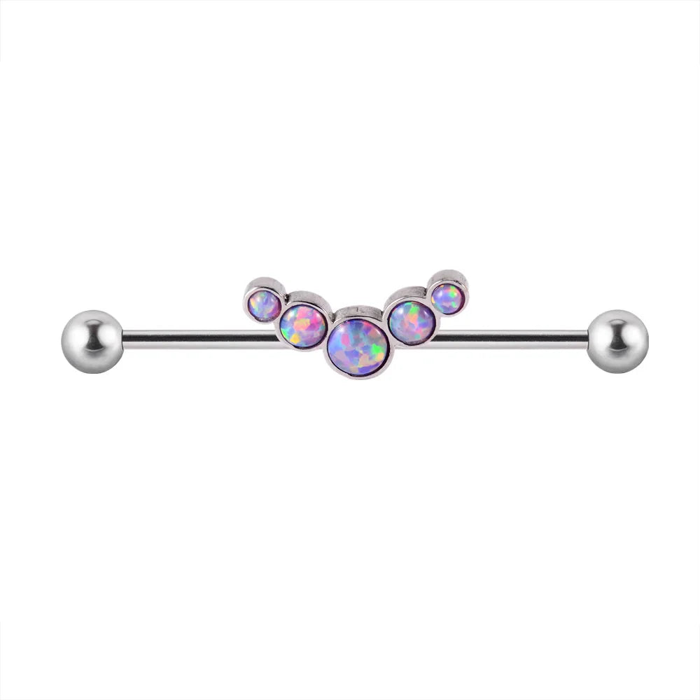 Hvit opal industristang blå opal svart opal titan industriell piercing 14G 36mm