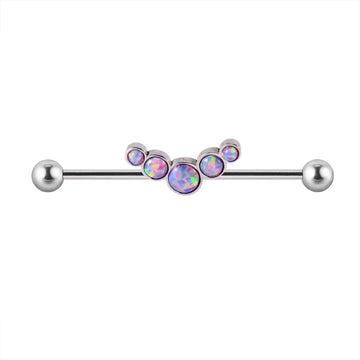 White opal industrial barbell blue opal black opal titanium industrial piercing 14G 36mm