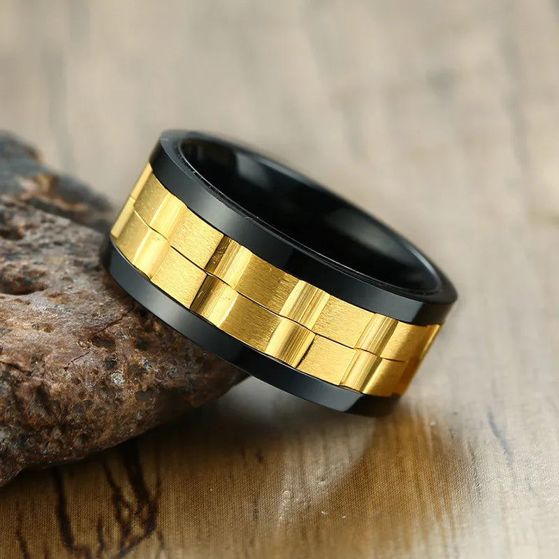 fidget ring gears Fidget ring with gears Gold silver gear ring spinner anxiety ring for men 9mm Gold / 7
