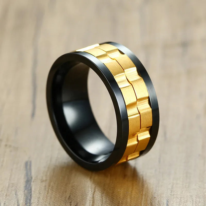 Fidget ring with gears Gold silver gear ring spinner anxiety ring for men 9mm Gold / 7
